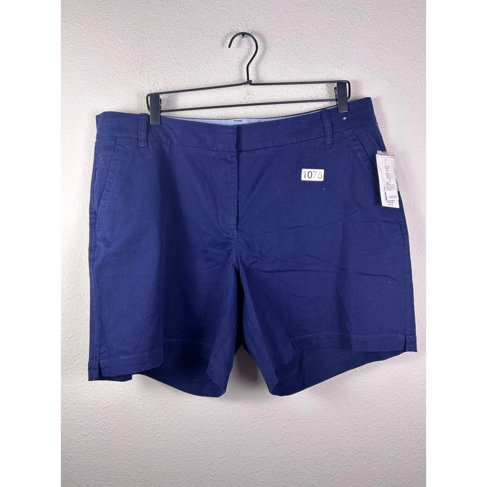 Crown & Ivy Caroline Harbor Navy Stretch Twill Shorts Plus Size 16W NWT